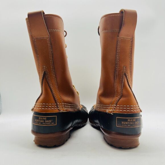 LL Bean Boots Womens 6 Brown Leather 8" Duck Waterproof Snow Rain Vintage Shoes - Picture 8 of 13